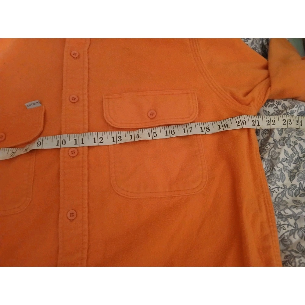 Vtg Carhartt Rugged Outdoor Wear Shirt Men's Med Orange Chamois Flannel Work USA - Picture 5 of 12